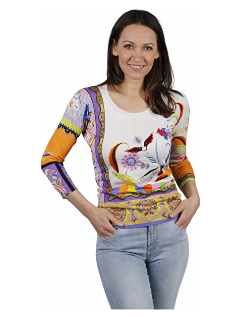 Pull offwhite met print