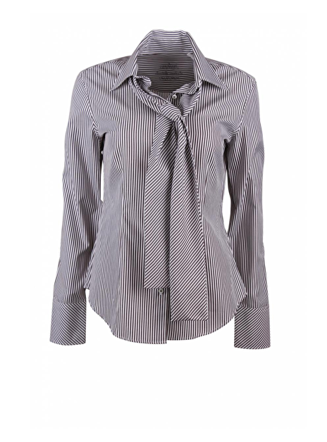 Blouse katoen streep bruin wit