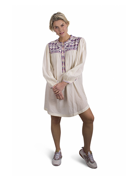 Tuniek borduur dessin ecru blauw paars burgundy roze