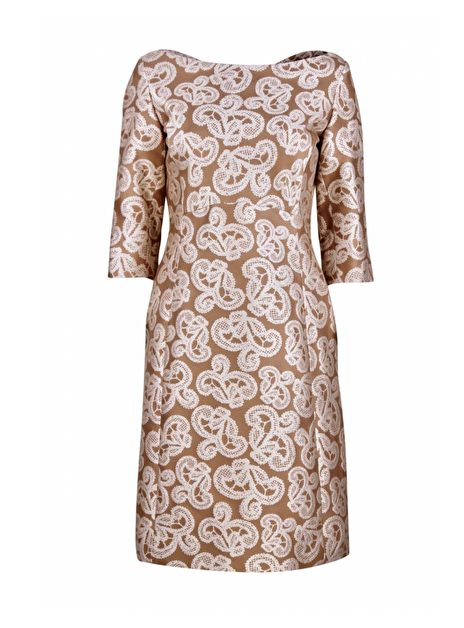 Jurk Maeva camel met beige kantdessin