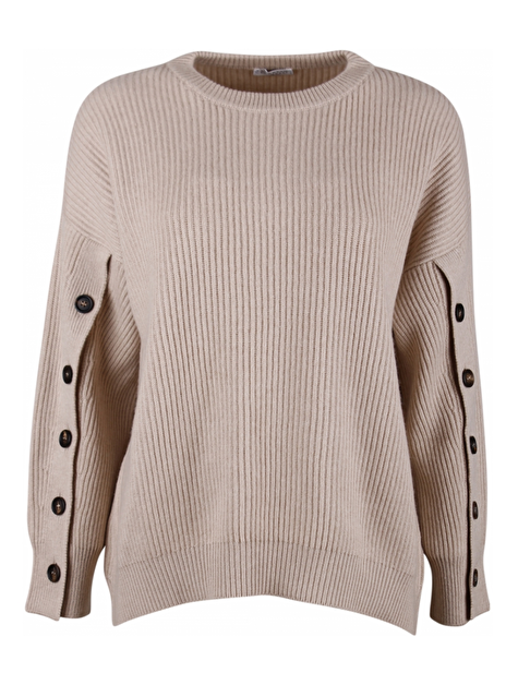 Pull cashmere beige met knopen