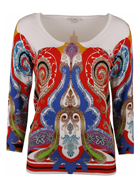 Pull paisley offwhite, rood, blauw