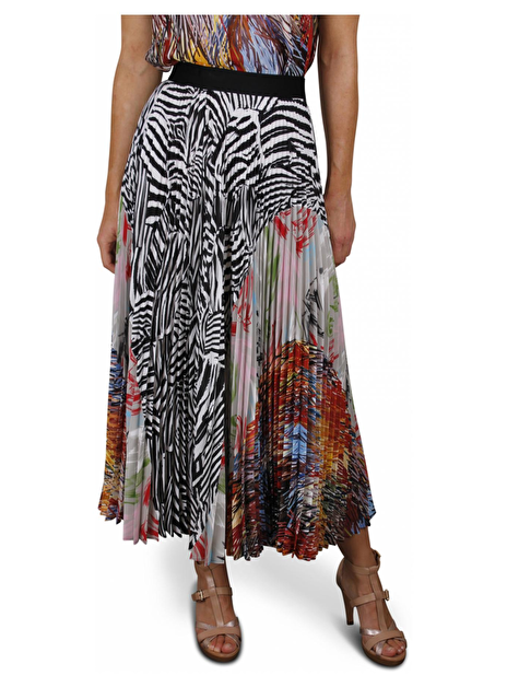Rok plissé zebra/abstract dessin multicolor