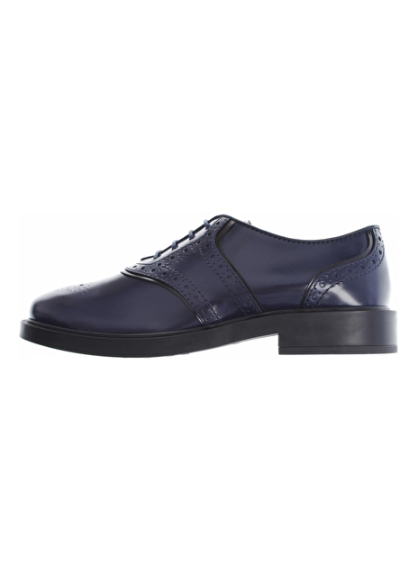 veterschoen glansleder blauw met zwarte biezen