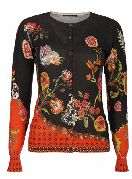 vest zwart met oranje print