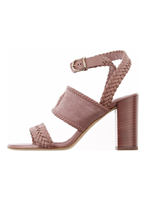 Sandalette suede, leder nude