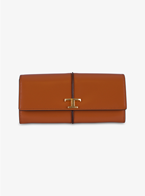 Portemonnee shiny leder groot cognac