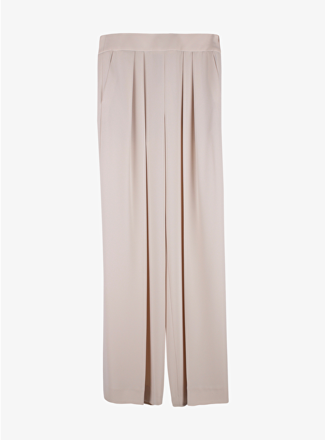 Pantalon bandplooi Teo crepe lichtbeige