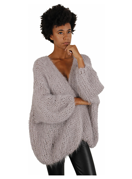 Vest mohair taupe grijs