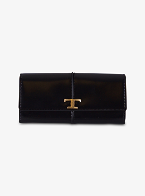 Portemonnee shiny leder groot zwart