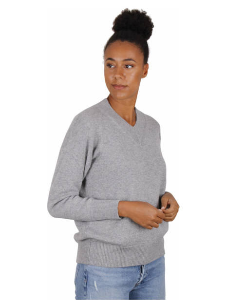 Pull cashmere grijs goudglitter