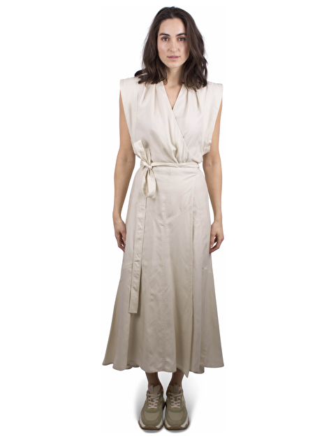 Jurk Banksia wikkel midi ecru