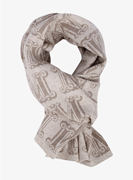 Shawl Zattera cashmere logo beige