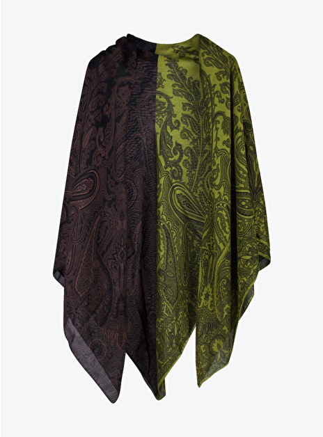Shawl zijde cashmere paars groen