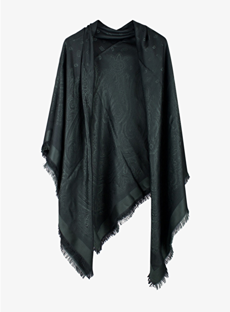 Shawl zijde paisley ton sur ton groen