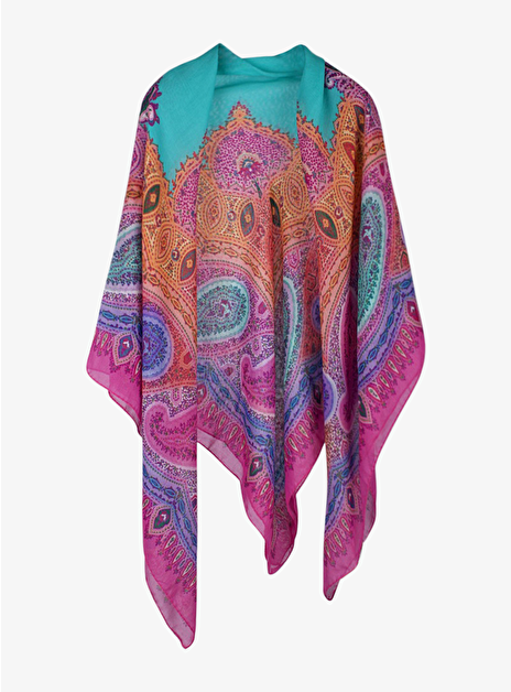 Shawl cashmere tie dye roze, paars, aqua