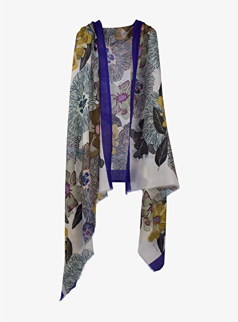 Shawl cashmere met blad/bloem motief