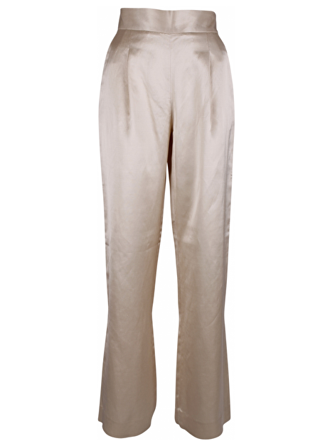 Broek bandplooi glans beige