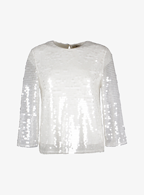 Top brume wit pailletten