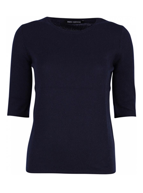 Pull cashmere marine met korte mouw