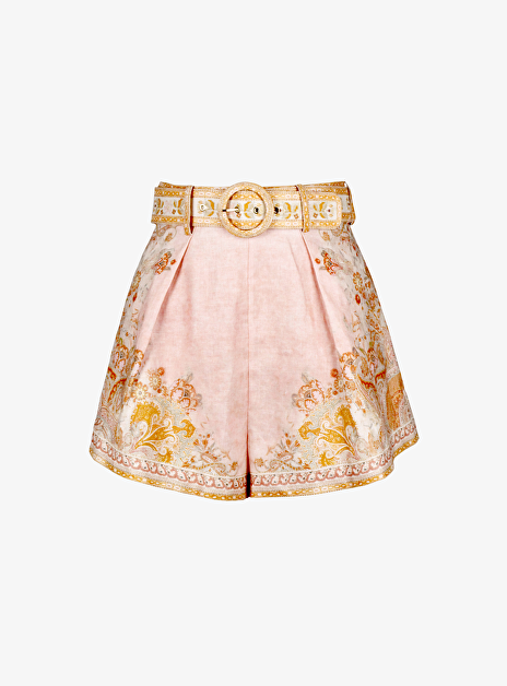 Short acacia oranje dessin met ceintuur