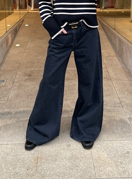 Jeans easy wide flare zwart