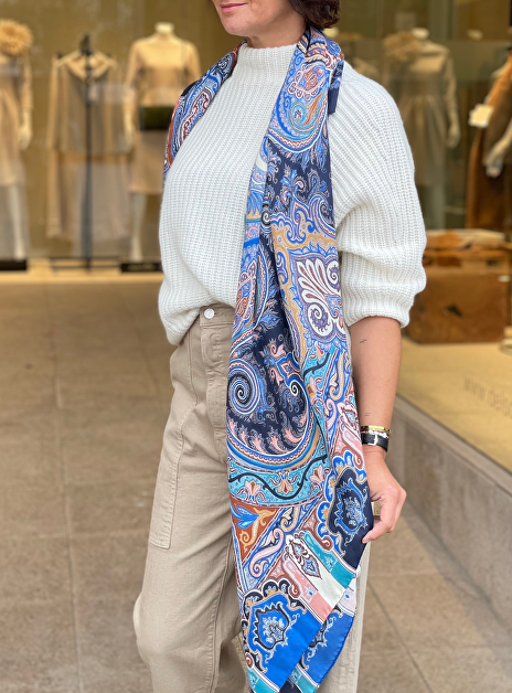 Shawl paisley blauw nude