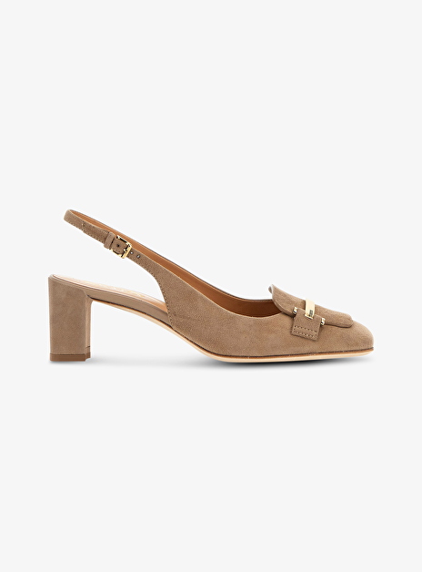 Pump slingback camel suede