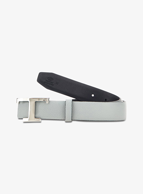 Riem grijs leder met zilveren t