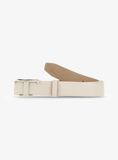 Riem leder offwhite met zilveren t