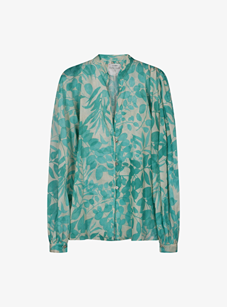 Blouse voile groen gebloemd