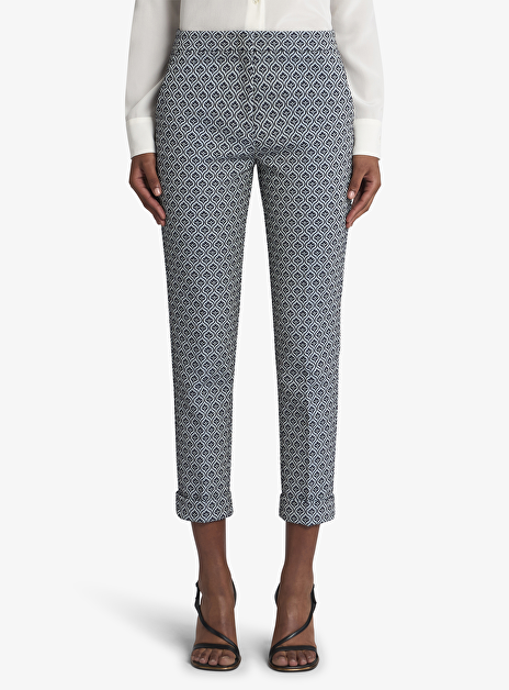 Pantalon blauw lichtgrijs print