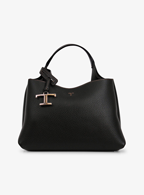 shopping bag leder zwart micro