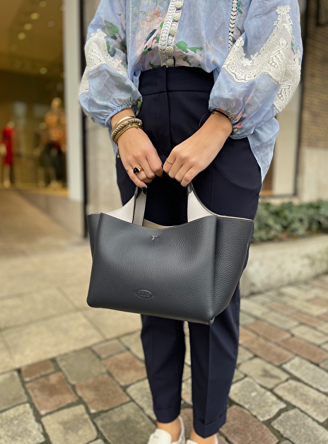 Flower bag leder medium donker blauw