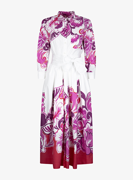 jurk maxi wit met roze bloem dessin