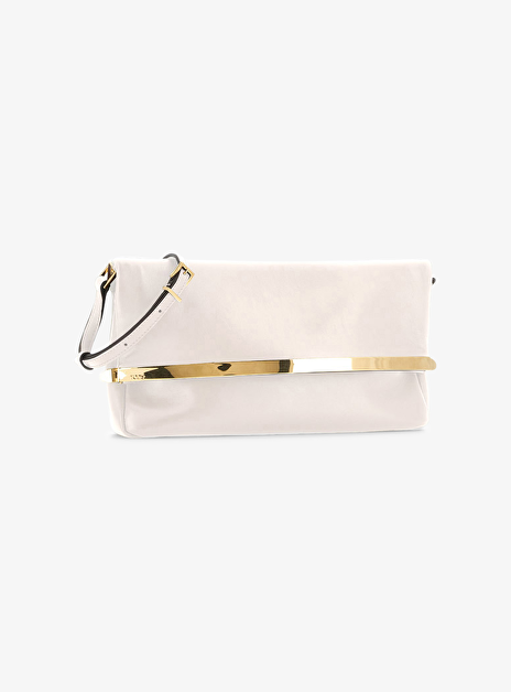 Tas clutch wit met gouden detail en flap sluiting