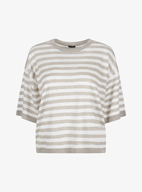 Pull Venera beige wit streep korte mouw