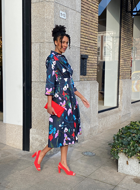 Jurk cuba katoen marine multi color dessin