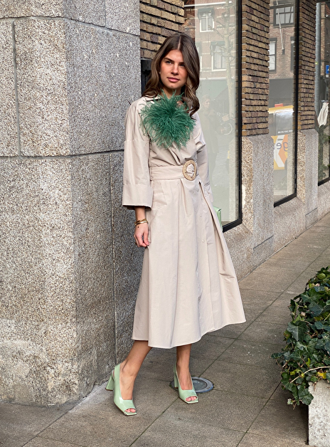 Jurk cuba technisch katoen greige