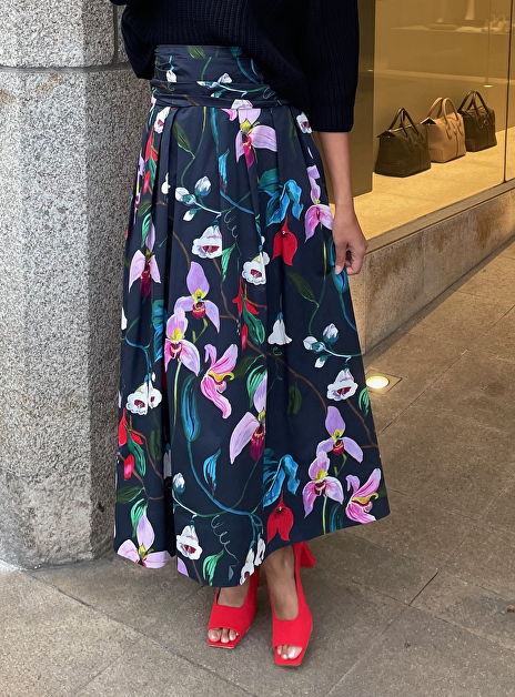 Rok carrie marine bloemen dessin