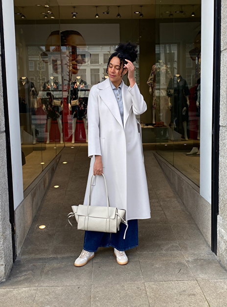 Jas wol licht grijs paolore lang model