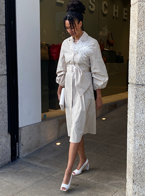 Jurk capri katoen greige