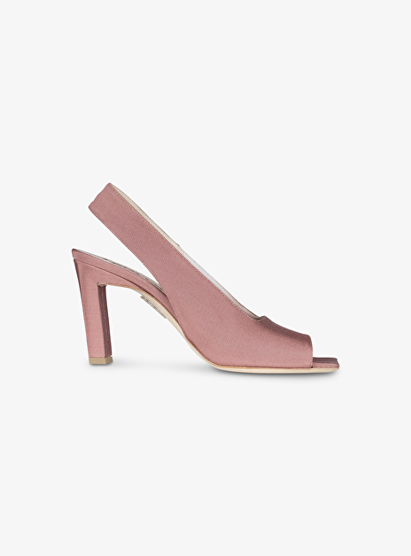 Pump slingback peeptoe grosgrain poeder oud roze