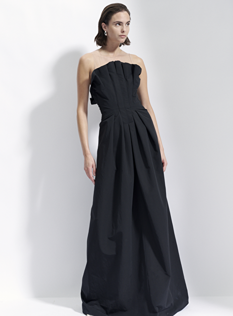 Jurk cannes maxi zwart technisch katoen strapless