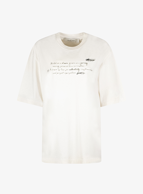 Relaxed shirt offwhite met tekst