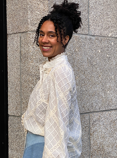 Blouse tallow roomwit broderie en kant