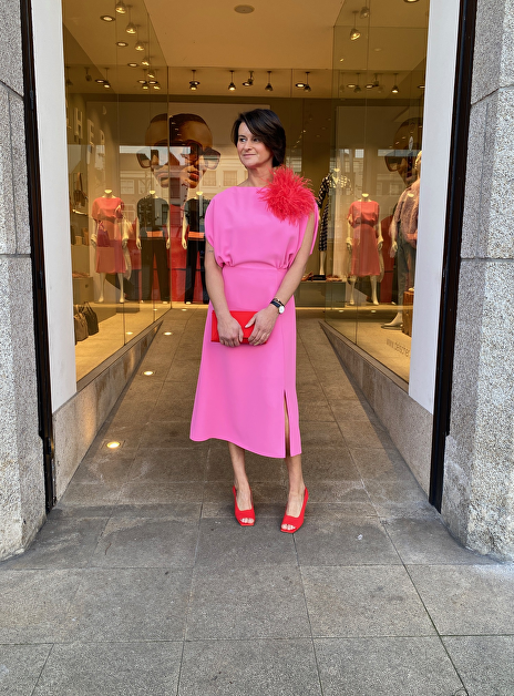 Jurk calice CRÊPE pink roze