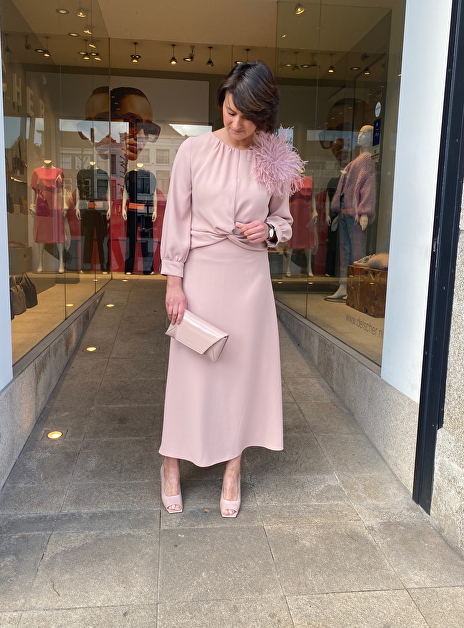 Jurk cava CRÊPE maxi nude roze