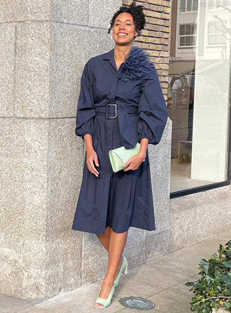 Jurk capri katoen marine