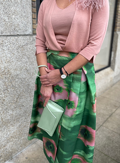 Rok calm groen roze dessin